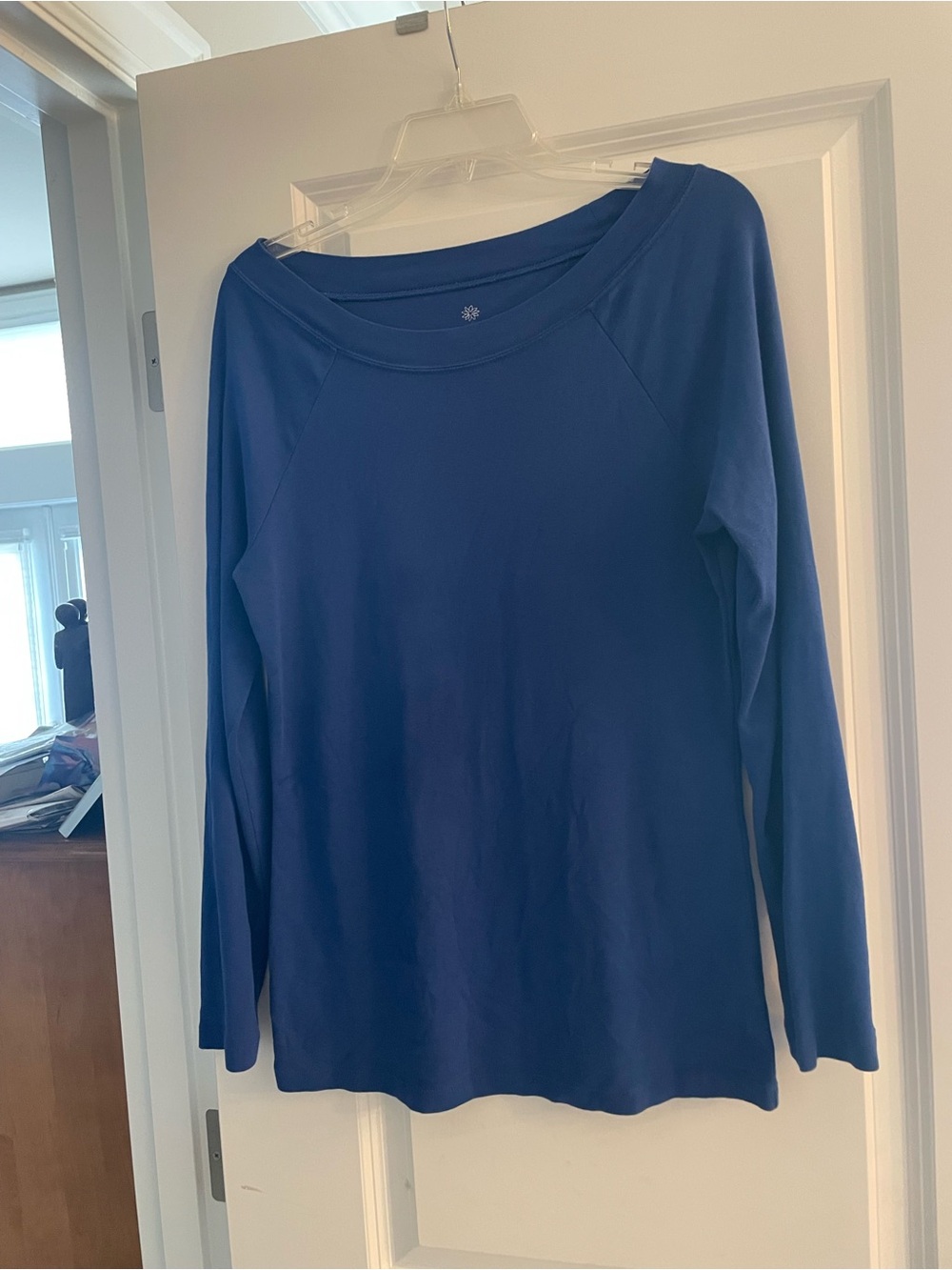 Caslon Long-Sleeve Boat Neck Top in Royal Blue